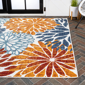 Crisantemo Floral High-low Indoor/outdoor Area Rug